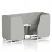 Brixworth 2 Seater Booth With White Legs And White Table With Silver Leg In Sumi Fabric - Tokyo Panels And Sofa SF000959