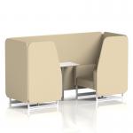 Brixworth 2 Seater Booth With White Legs And White Table With Silver Leg In Sumi Fabric - Zen Panels And Sofa SF000961