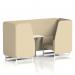 Brixworth 2 Seater Booth With White Legs And White Table With Silver Leg In Sumi Fabric - Zen Panels And Sofa SF000961