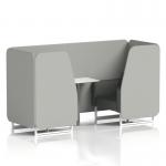 Brixworth 2 Seater Booth With White Legs And White Table With Silver Leg In Sumi Fabric - Tokyo Panels And Kobe Sofa SF000989