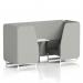 Brixworth 2 Seater Booth With White Legs And White Table With Silver Leg In Sumi Fabric - Tokyo Panels And Kobe Sofa SF000989