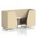 Brixworth 2 Seater Booth With White Legs And White Table With Silver Leg In Sumi Fabric - Zen Panels And Osaka Sofa SF000991