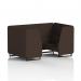 This image showcases Dynamic Seating Booths Brixworth, a 4-seater booth with sleek black legs and upholstery in Synergy Fabric. The booth features wedge-shaped panels and a comfortable sofa, providing a modern yet functional seating option.
