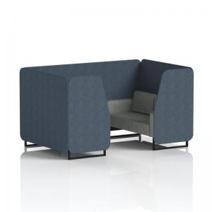 Brixworth 4 Seater Booth With Black Legs In Rivet Fabric - Crucible