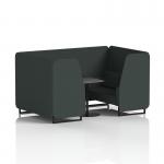 Brixworth 4 Seater Booth With Black Legs And Black Table With Black Leg In Rivet Fabric - Charcoal Panels And Sofa SF001053