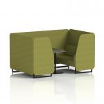 Brixworth 4 Seater Booth With Black Legs And Black Table With Black Leg In Rivet Fabric - Olive Panels And Sofa SF001055