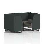 Brixworth 4 Seater Booth With Black Legs And Black Table With Black Leg In Rivet Fabric - Charcoal Panels And Vitreous Sofa SF001083