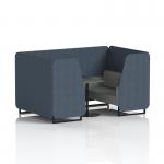 Brixworth 4 Seater Booth With Black Legs And Black Table With Black Leg In Rivet Fabric - Crucible Panels And Prime Sofa SF001084