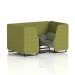 Brixworth 4 Seater Booth With Black Legs And Black Table With Black Leg In Rivet Fabric - Olive Panels And Burnish Sofa SF001085