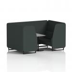 Brixworth 4 Seater Booth With Black Legs And Grey Table With Black Leg In Rivet Fabric - Charcoal Panels And Sofa SF001113