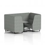 Brixworth 4 Seater Booth With Black Legs And Grey Table With Black Leg In Rivet Fabric - Prime Panels And Sofa SF001116