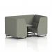 Brixworth 4 Seater Booth With Black Legs And Grey Table With Black Leg In Rivet Fabric - Vitreous Panels And Sofa SF001117