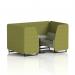 Brixworth 4 Seater Booth With Black Legs And Grey Table With Black Leg In Rivet Fabric - Olive Panels And Burnish Sofa SF001145