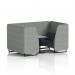 Brixworth 4 Seater Booth With Black Legs And Grey Table With Black Leg In Rivet Fabric - Prime Panels And Crucible Sofa SF001146