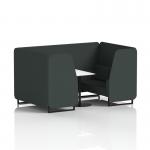 Brixworth 4 Seater Booth With Black Legs And White Table With Black Leg In Rivet Fabric - Charcoal Panels And Sofa SF001173