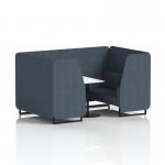 Brixworth 4 Seater Booth With Black Legs And White Table With Black Leg In Rivet Fabric - Crucible Panels And Sofa SF001174