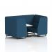 The photo captures the elegance and modern design of the Dynamic Seating Booths Brixworth. The 4 seater booth with black legs and white table adds contrast to the room. The Sumi fabric on the Uto panels and sofa adds a touch of sophistication. Its perfect for any space in need of a stylish and functional seating solution.