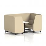 Brixworth 4 Seater Booth With Black Legs And White Table With Black Leg In Sumi Fabric - Zen Panels And Sofa SF001201