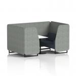 Brixworth 4 Seater Booth With Black Legs And White Table With Black Leg In Rivet Fabric - Prime Panels And Crucible Sofa SF001206