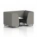 This image captures a modern, functional seating arrangement: the Dynamic Seating Booths Brixworth 4 Seater Booth. It features sleek black legs and a white table, all topped with a soft x2 fabric. The number panels add a touch of practicality, while the Arithmetic Sofa SF001211 completes the cohesive style.