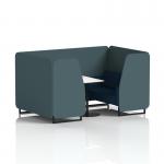 Brixworth 4 Seater Booth With Black Legs And White Table With Black Leg In X2 Fabric - Polygon Panels And Calculus Sofa SF001212