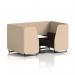 Brixworth 4 Seater Booth With Black Legs And White Table With Black Leg In Synergy Fabric - Affix Panels And Wed Sofa SF001220