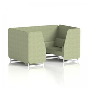 Brixworth 4 Seater Booth With White Legs In Rivet Fabric - Burnish
