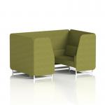 Brixworth 4 Seater Booth With White Legs In Rivet Fabric - Olive Panels And Sofa SF001235