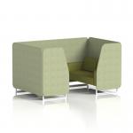 Brixworth 4 Seater Booth With White Legs In Rivet Fabric - Burnish Panels And Olive Sofa SF001262