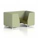 Brixworth 4 Seater Booth With White Legs In Rivet Fabric - Burnish Panels And Olive Sofa SF001262