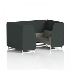 Brixworth 4 Seater Booth With White Legs In Rivet Fabric - Charcoal