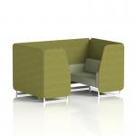 Brixworth 4 Seater Booth With White Legs In Rivet Fabric - Olive Panels And Burnish Sofa SF001265