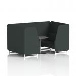 Brixworth 4 Seater Booth With White Legs And Black Table With Silver Leg In Rivet Fabric - Charcoal Panels And Sofa SF001293