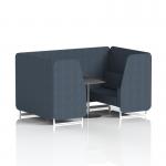 Brixworth 4 Seater Booth With White Legs And Black Table With Silver Leg In Rivet Fabric - Crucible Panels And Sofa SF001294