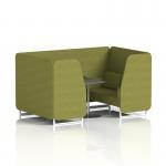 Brixworth 4 Seater Booth With White Legs And Black Table With Silver Leg In Rivet Fabric - Olive Panels And Sofa SF001295