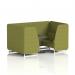 Brixworth 4 Seater Booth With White Legs And Black Table With Silver Leg In Rivet Fabric - Olive Panels And Sofa SF001295