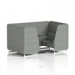 Brixworth 4 Seater Booth With White Legs And Black Table With Silver Leg In Rivet Fabric - Prime Panels And Sofa SF001296