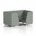 Brixworth 4 Seater Booth With White Legs And Black Table With Silver Leg In Rivet Fabric - Prime Panels And Sofa SF001296