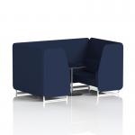 Brixworth 4 Seater Booth With White Legs And Black Table With Silver Leg In Synergy Fabric - Alike Panels And Sofa SF001311