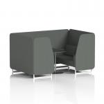 Brixworth 4 Seater Booth With White Legs And Black Table With Silver Leg In Sumi Fabric - Kobe Panels And Sofa SF001317