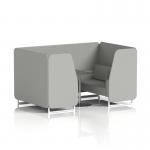 Brixworth 4 Seater Booth With White Legs And Black Table With Silver Leg In Sumi Fabric - Tokyo Panels And Sofa SF001319