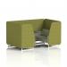 Brixworth 4 Seater Booth With White Legs And Black Table With Silver Leg In Rivet Fabric - Olive Panels And Burnish Sofa SF001325