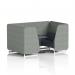 Brixworth 4 Seater Booth With White Legs And Black Table With Silver Leg In Rivet Fabric - Prime Panels And Crucible Sofa SF001326