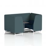 Brixworth 4 Seater Booth With White Legs And Black Table With Silver Leg In X2 Fabric - Polygon Panels And Calculus Sofa SF001332