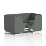 Brixworth 4 Seater Booth With White Legs And Black Table With Silver Leg In Sumi Fabric - Kobe Panels And Tokyo Sofa SF001347