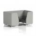 Brixworth 4 Seater Booth With White Legs And Black Table With Silver Leg In Sumi Fabric - Tokyo Panels And Kobe Sofa SF001349