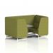 Brixworth 4 Seater Booth With White Legs And Grey Table With Silver Leg In Rivet Fabric - Olive Panels And Sofa SF001355