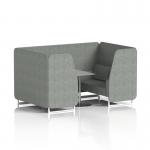 Brixworth 4 Seater Booth With White Legs And Grey Table With Silver Leg In Rivet Fabric - Prime Panels And Sofa SF001356