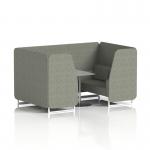 Brixworth 4 Seater Booth With White Legs And Grey Table With Silver Leg In Rivet Fabric - Vitreous Panels And Sofa SF001357