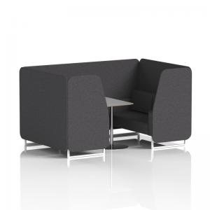 Brixworth 4 Seater Booth With White Legs And Grey Table With Silver